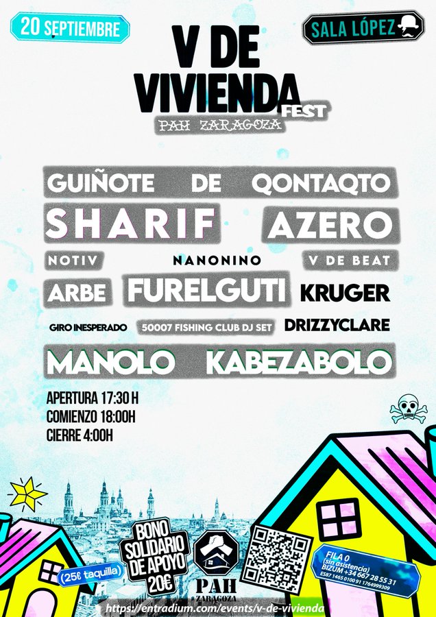 La lucha de la PAH Zaragoza. Represión, actos de solidaridad y concierto en Zaragoza.