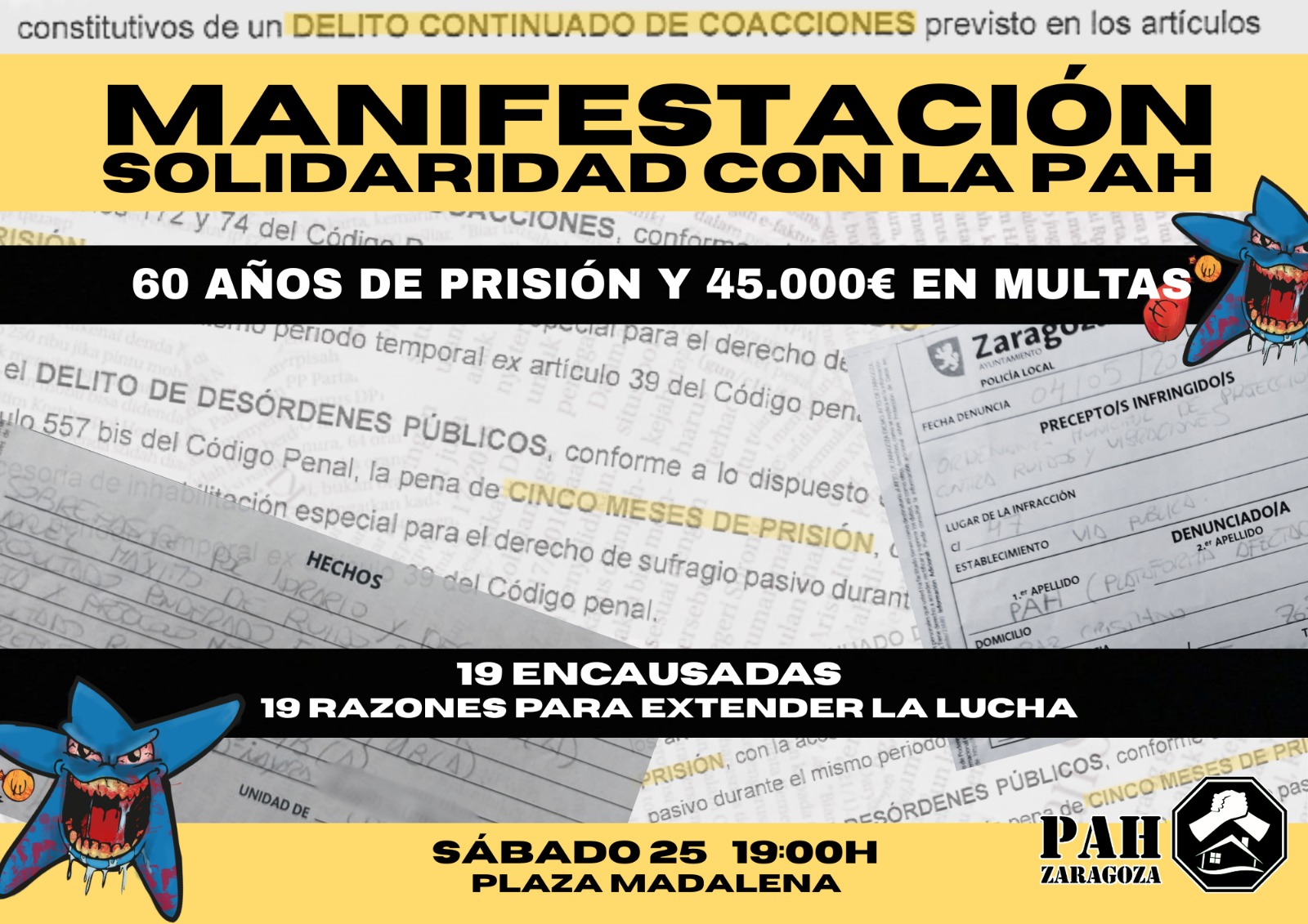Manifestación solidaridad con la PAH. Sábado 25 de octubre en Zaragoza.