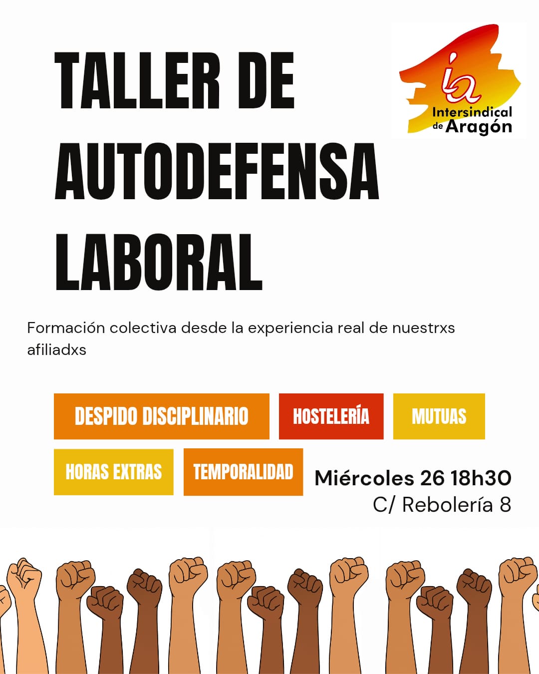 Taller de autodefensa laboral. Miércoles 26 de noviembre.