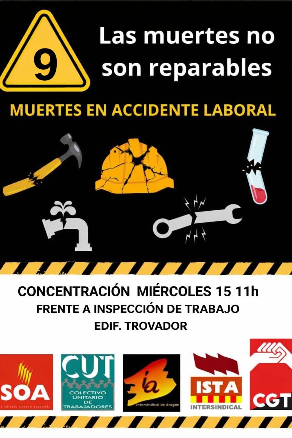 ¡¡Es una sangría de la clase obrera!! Concentración miércoles 15 en Zaragoza, por otro asesinato laboral más.