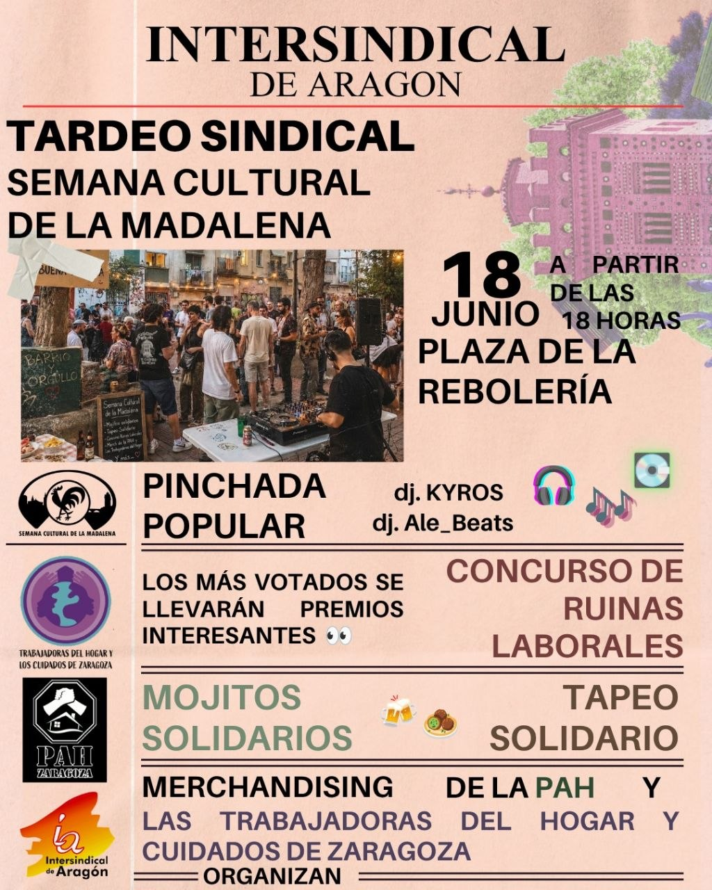 Intersindical de Aragón organiza y participa  en la semana cultural de la Madalena el jueves 18 de junio.