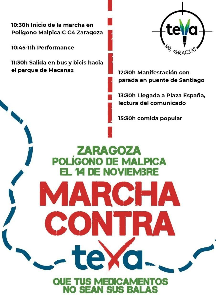 14N, MARCHA HASTA LA FABRICA SIONISTA DE TEVA UBICADA EN P.I. MALPICA EN ZARAGOZA